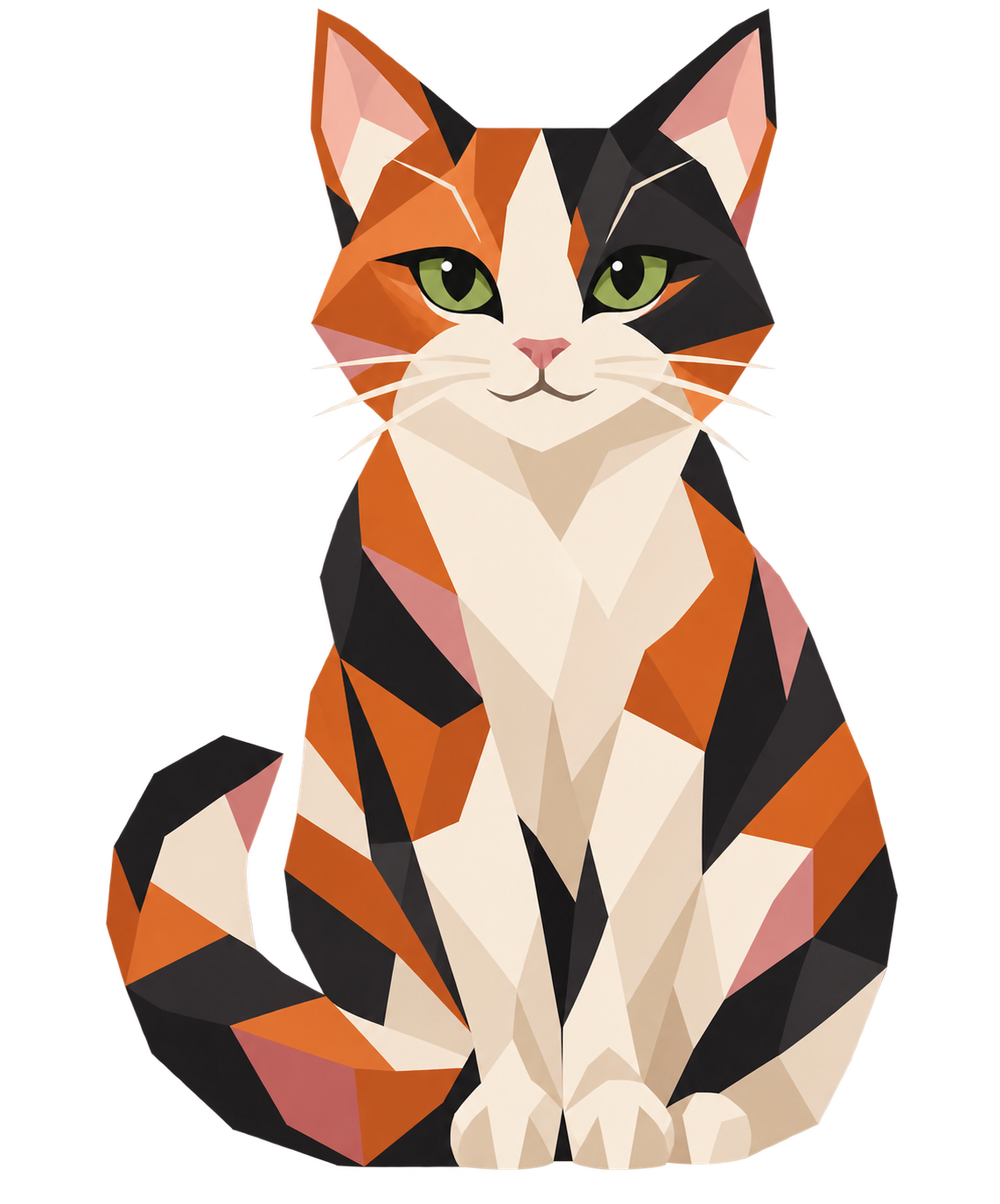 A stylized calico cat illustration